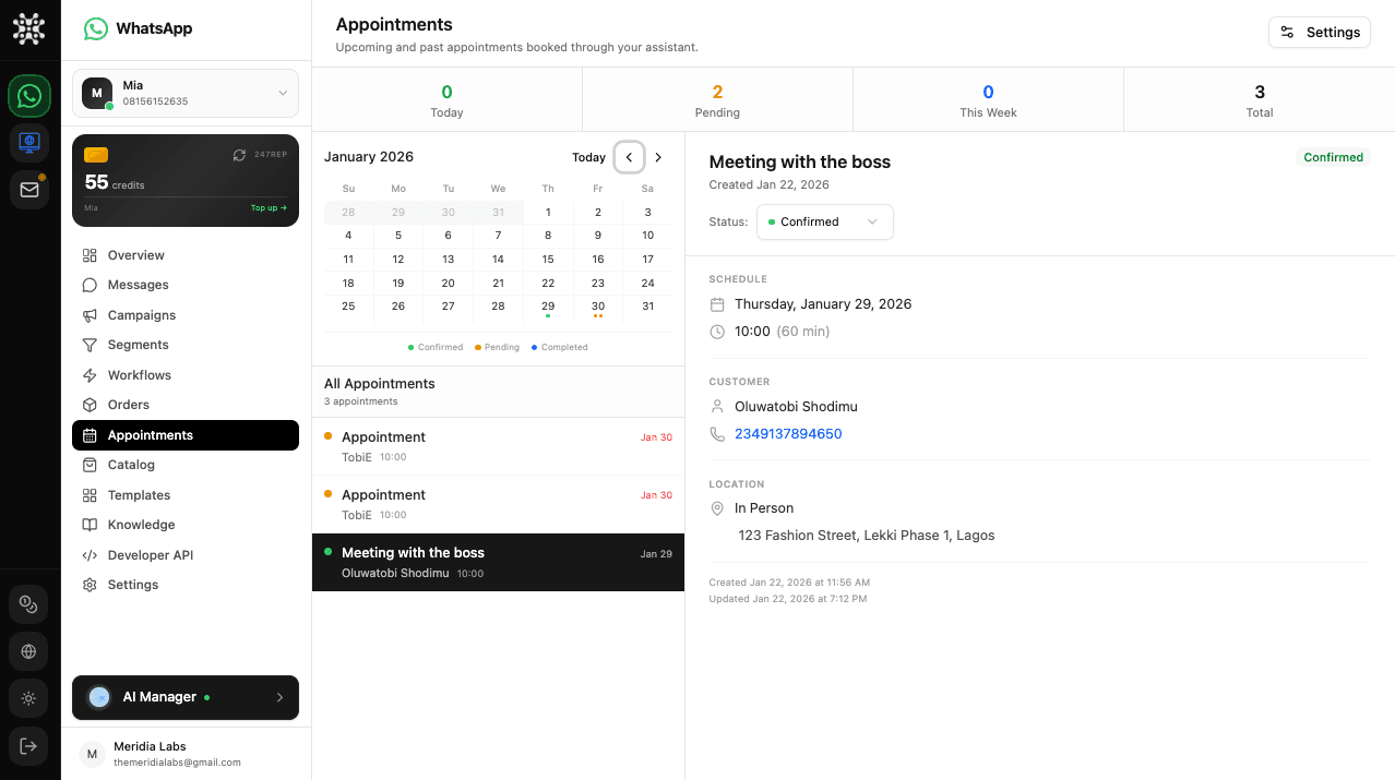 247Rep order and appointment management